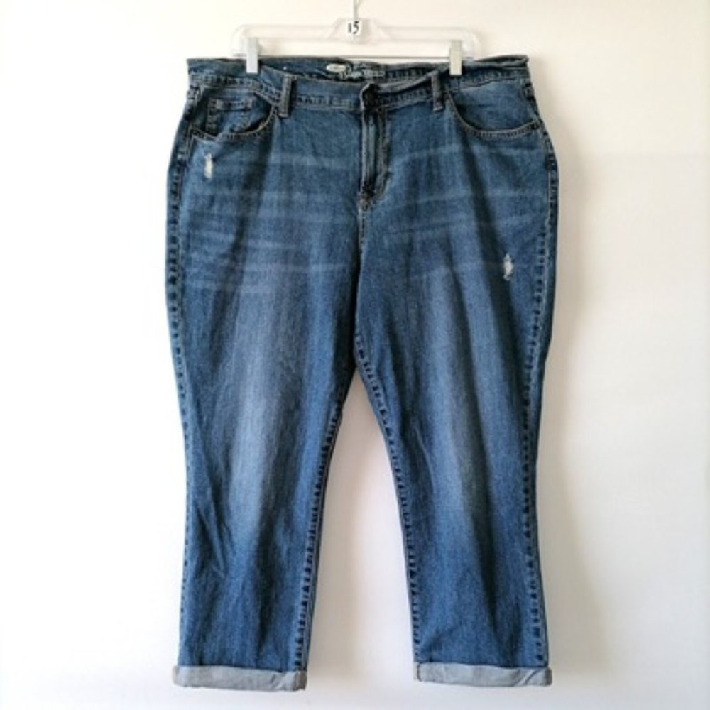 Old Navy Womens Blue High Rise Distressed The Sweetheart Straight Jeans Size 16 - Picture 1 of 8